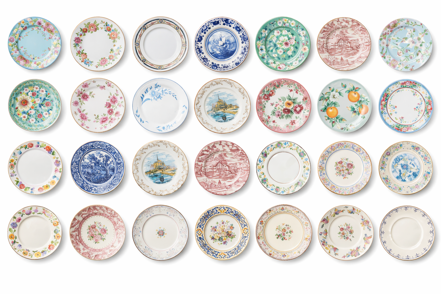 Assiettes vintage dépareillées
