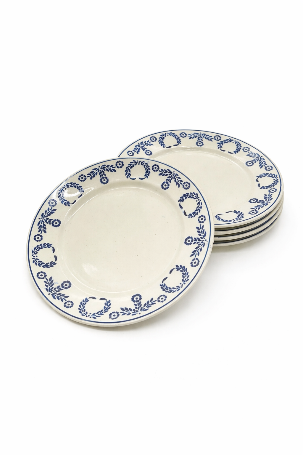 Lot d’assiettes anciennes en faience décor bleu, production KG Lunéville