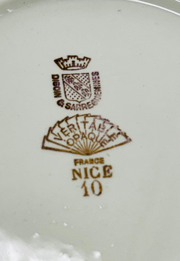 Tampon de faïence fine française Digoin Sarreguemines Veritable Opaque France Nice 10